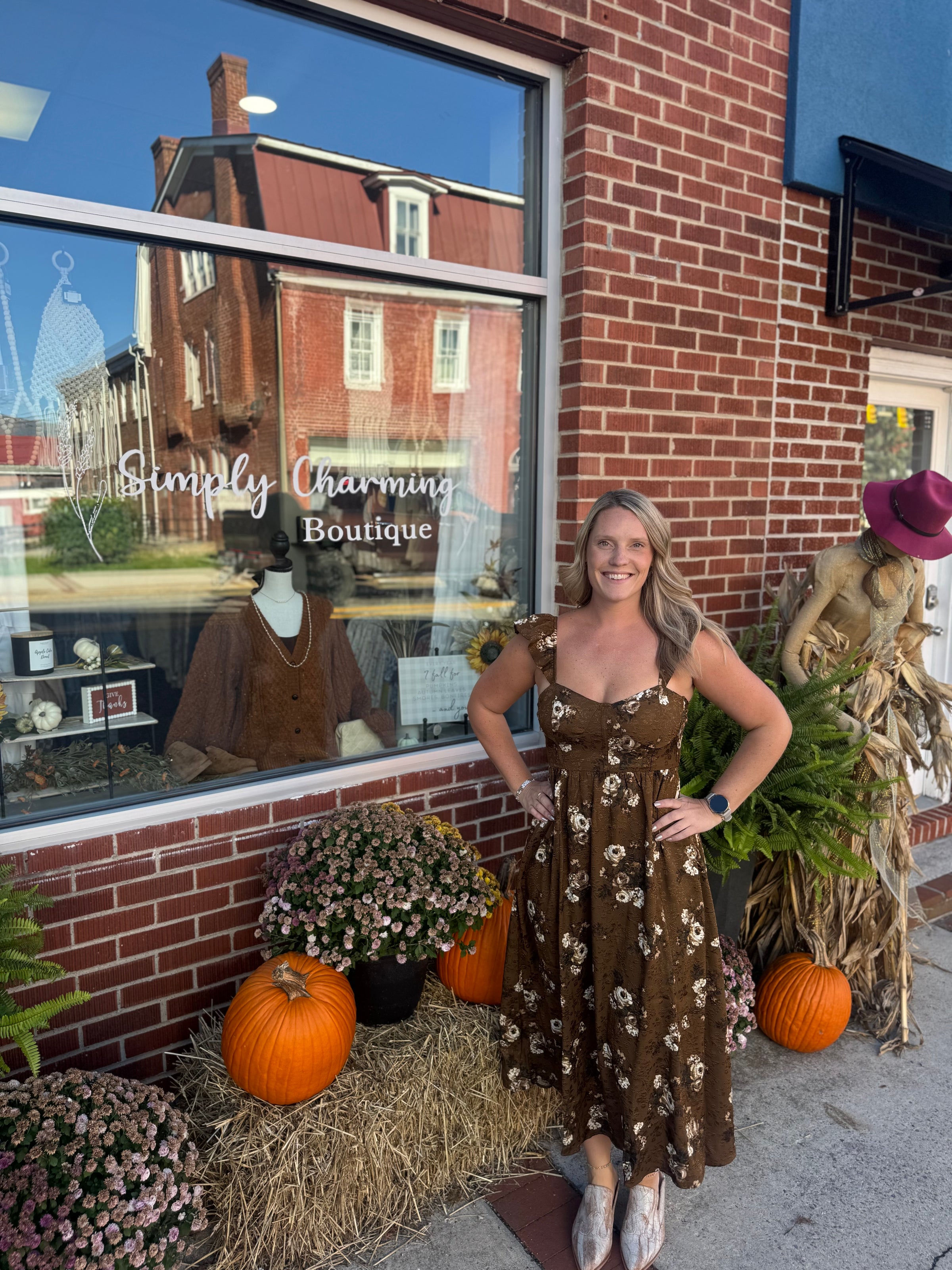 blu pepper maxi dress Blu Pepper- Brown Floral Maxi Dress