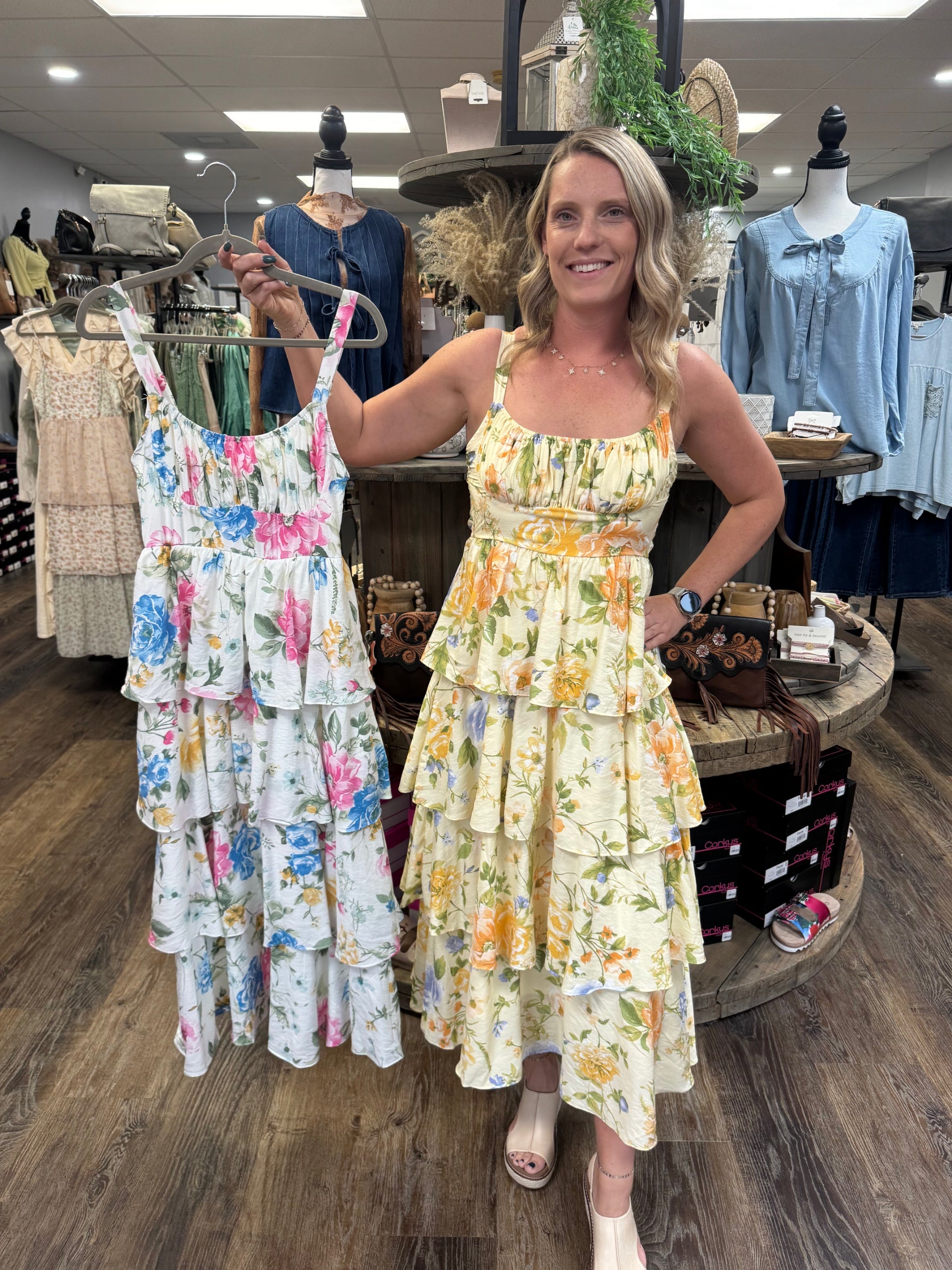 Blu Pepper- Curvy Floral Ruffle Tulle Dress | Simply Charming Boutique