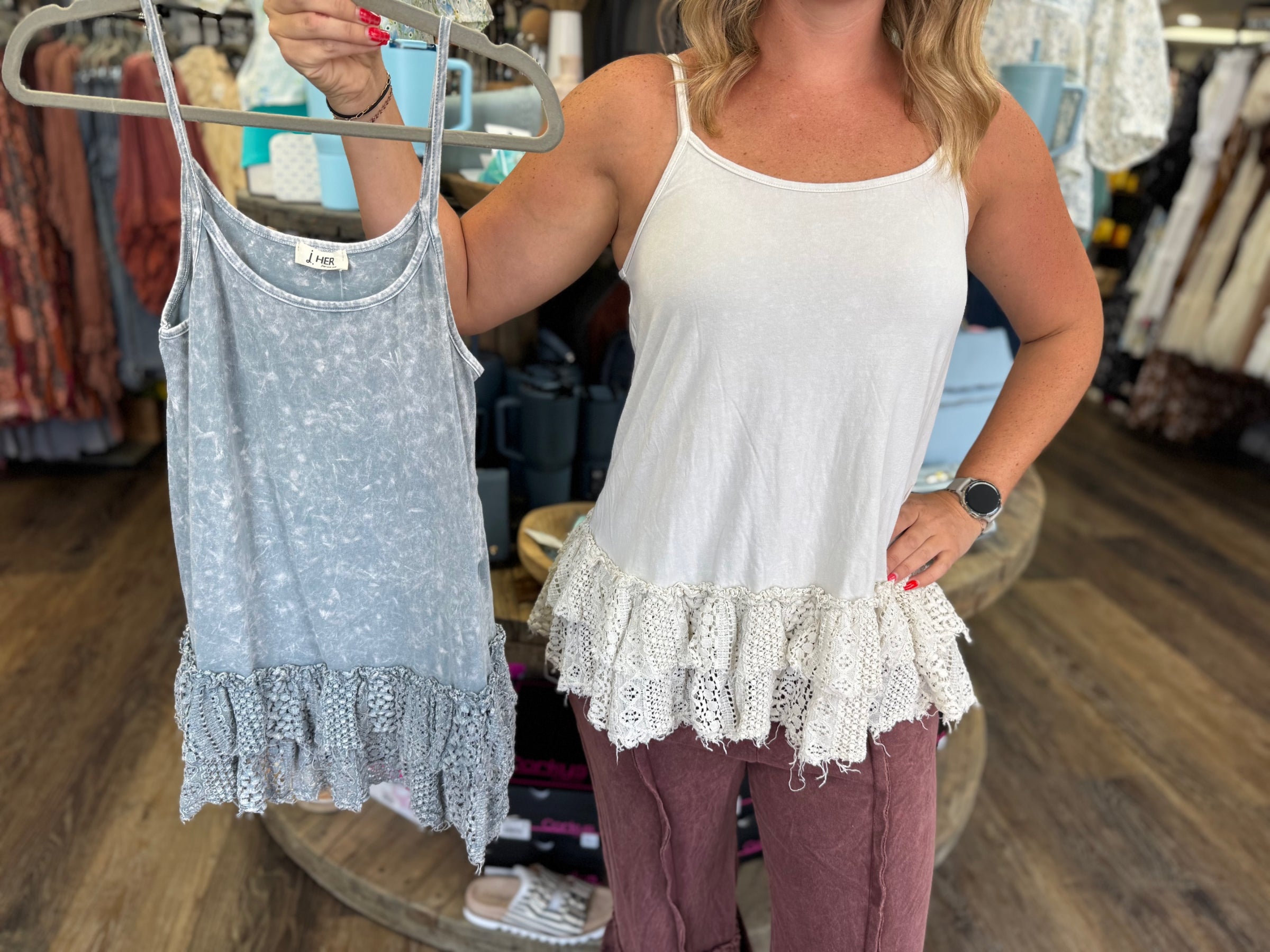 j.Her-Lace Tiered Cami Tank | Simply Charming Boutique